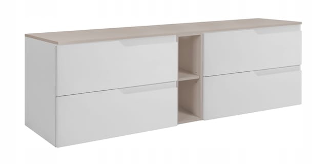Waschtischunterschrank - 180 Cm - Kashmir Weiß - Modernes Design - 4 Geräumige Schubladen