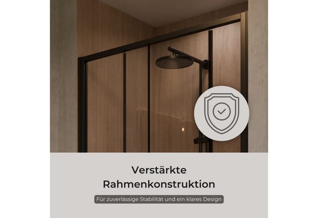 Schulte Sunny Schiebetür In Nische 120 X 200 Cm, 6 Mm Sicherheitsglas, Klar Hell, Mattschwarz