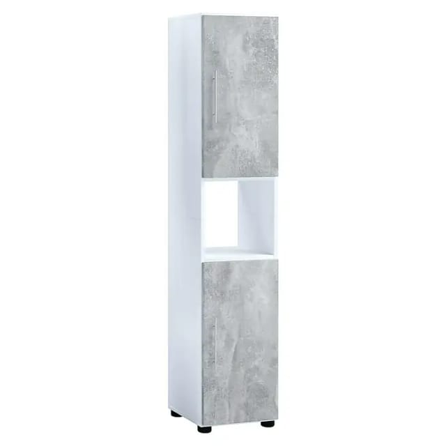 Ebuy24 - Flandu Badschrank Hoch Hoch Mit 2 Türen Weiß,beton Optik.