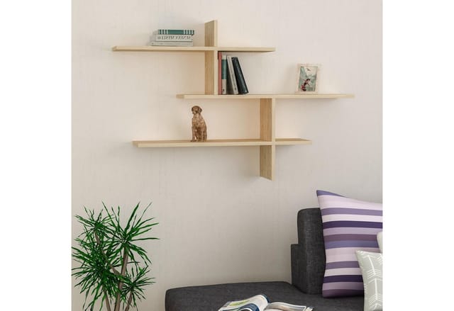 Decortie Leo Modernes Schwebendes Regal Eiche 80,5cm Hoch