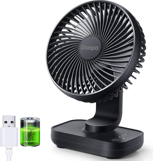 Ocoopa Usb-wiederaufladbarer Ventilator, 4000-mah-akku, Kleiner, Leiser, Leistungsstarker Tischventilator, 4 Geschwindigkeitsstufen, Abnehmbarer Tragbarer Ventilator – Für Zuhause, Schlafzimmer, Büro,