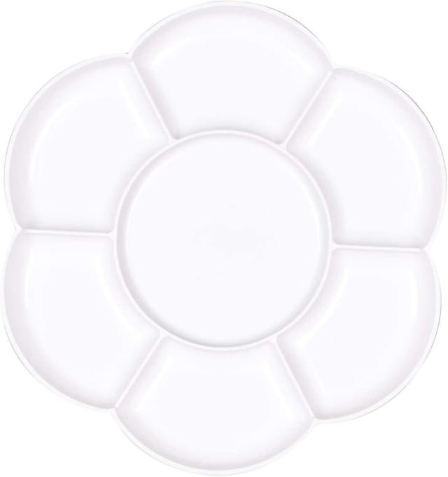 Kunststoff-farbpaletten Mit Blumenmuster (weiß, 16,2 Cm Durchmesser) Mit 7 Näpfchen Für Mal- Und Bastelprojekte