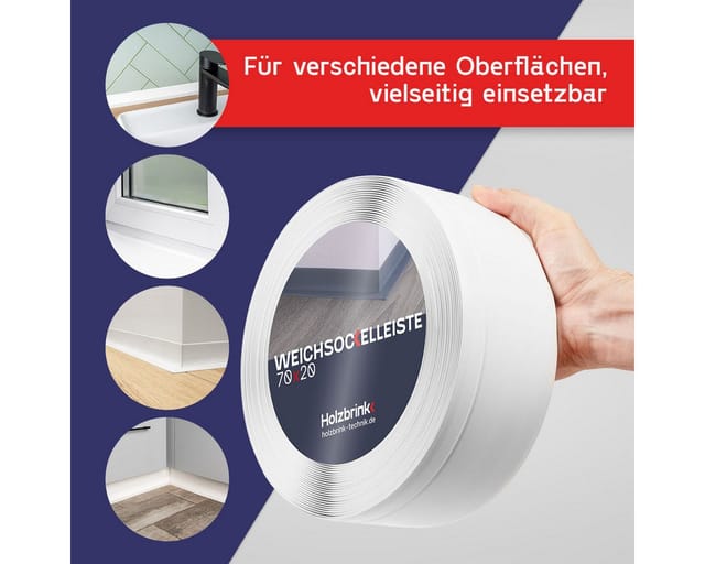 Holzbrink Weichsockelleiste Selbstklebend Pvc 70x20mm, 1 M Küchenleiste Arbeitsplatte Abschlussleiste Selbstklebend Für Badezimmer Farbe: Grau