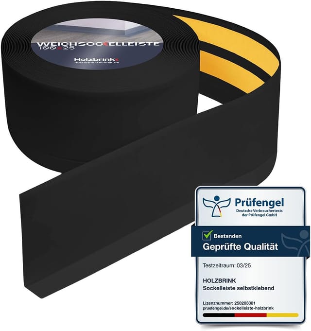 Holzbrink Weichsockelleiste Selbstklebend Pvc 100x25mm, 1 M Küchenleiste Arbeitsplatte Abschlussleiste Selbstklebend Für Badezimmer Farbe: Schwarz