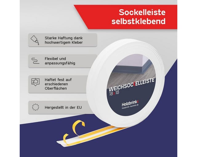 Holzbrink Weichsockelleiste Selbstklebend Pvc 18x18mm, 1 M Küchenleiste Arbeitsplatte Abschlussleiste Selbstklebend Für Badezimmer Farbe: Weiß