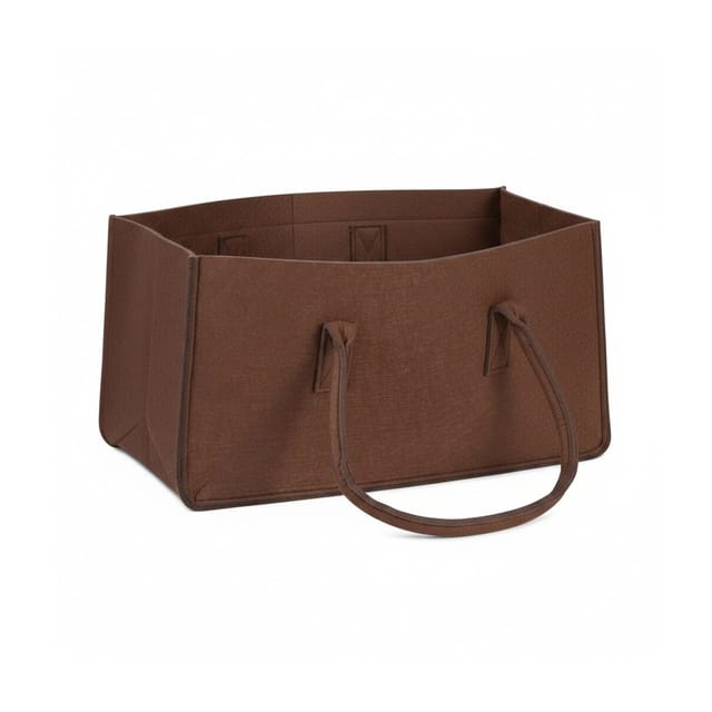 Kaminholztasche Aus Filz, Tragbarer Feuerholzkorb, Faltbarer Zeitungshalter Hxbxt: 25 X 25 X 50 Cm, Braun - Relaxdays