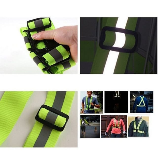 Unisex Einstellbare Reflektierende Sicherheitsgurt Weste Warnweste Motorrrad Reflektor Leuchtweste Sport Unfallweste Schwarz