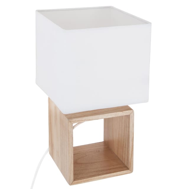 Lampe Quadratisch – 18 X 18 X 32 Cm – Holz – Beige