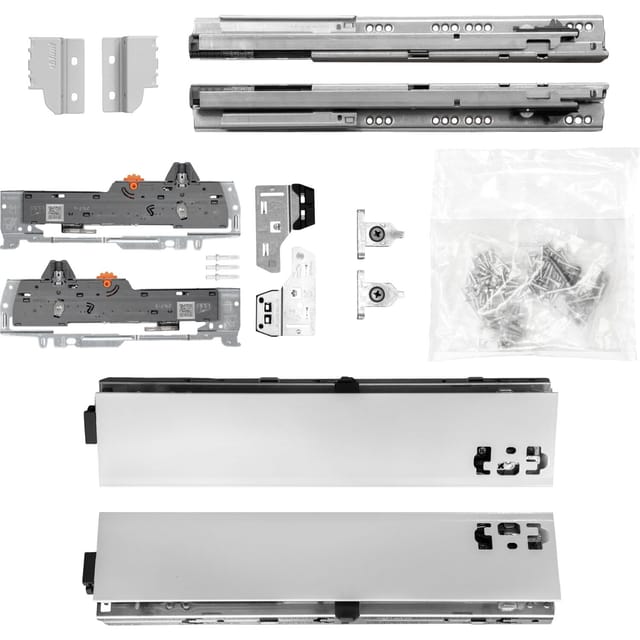 Blum Schubladenschienen Tandem Set Zargenhöhe 83mm, Mit Tip-on Blumotion Einheit, 65kg, Nl550mm, Grau, Bis Kb600mm