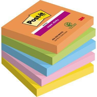 Haftnotiz Super Sticky Notes Boost Collection 76 X 76 Mm (b X H) Vitalorange Limonengrn Paradiseblau Tropicalpink Ultragelb 90 Bl./block 5