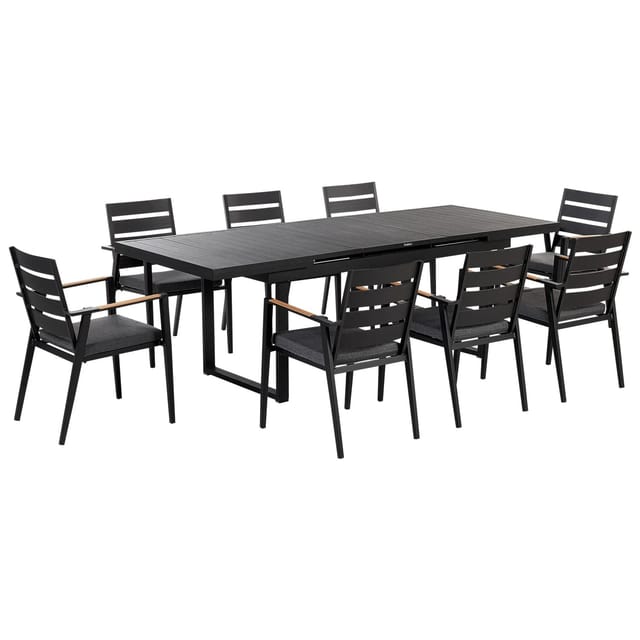 Gartenmöbel Set 8-sitzer Valcanetto/taviano Inkl. Kissen Metall Schwarz