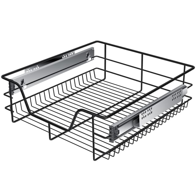 Kesser® Teleskopschublade Küchenschublade Küchenschrank Korbauszug Schrankauszug Vollauszug Schublade 1x 50cm - Schwarz