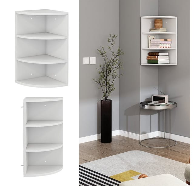 Eckregal Fabienne, Weiß, 30 X 60 Cm 3 Fächern Vicco