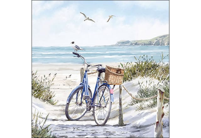 Packung Mit 20 Papierservietten 33 X 33 Cm – Fahrrad Am Strand – Ambiente