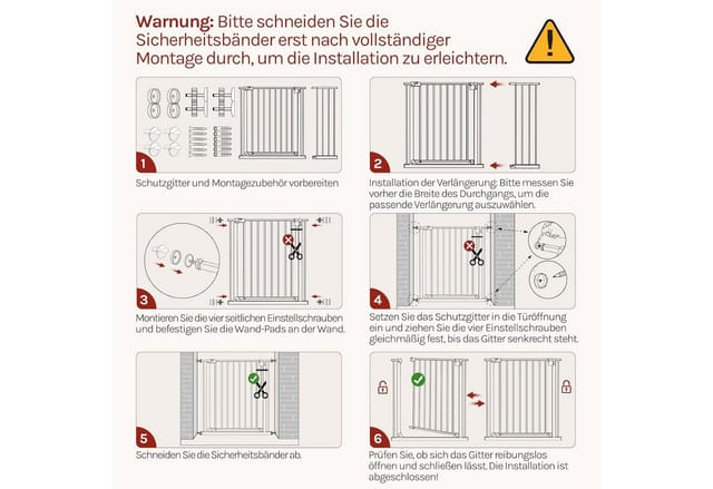 Woltu Türschutzgitter Absperrgitter Inkl. 2 Verlängerung, 75-107cm, Treppengitter Ohne Bohren, Auto-close, 90° Stopp, Beidseitig Schwenkbar Metall, Schwarz