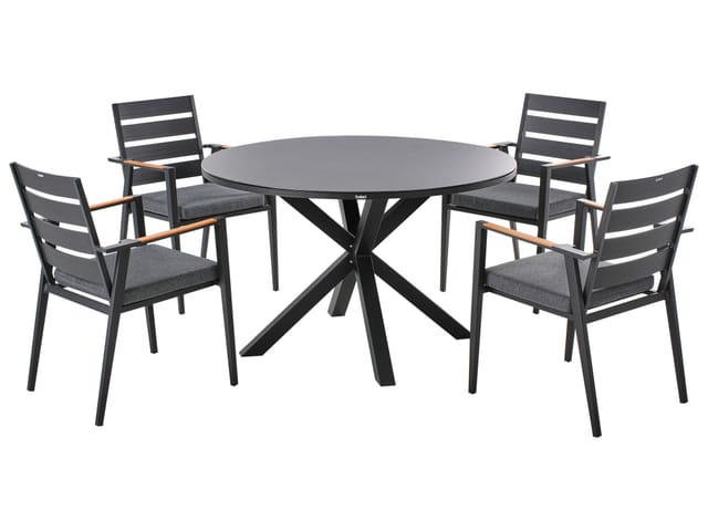 Gartenmöbel Set 4-sitzer Maletto/taviano Inkl. Kissen Metall Schwarz