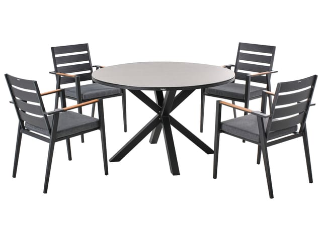Gartenmöbel Set 4-sitzer Maletto/taviano Inkl. Kissen Metall Grau / Schwarz