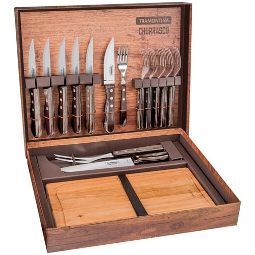 Tramontina Grillkoffer »Churrasco«, rostfreier Edelstahl/Holz - silberfarben