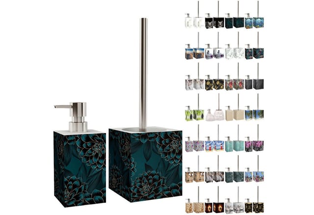 Sanilo Bad-Accessoire-Set »Dahlien«, Blau, Rechteckig