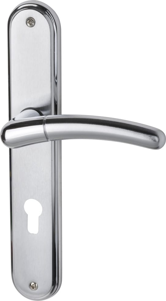 Südmetall Türgriff-Garnitur Langschild Beate PZ Messing poliert/satiniert silber 225 x 40 mm
