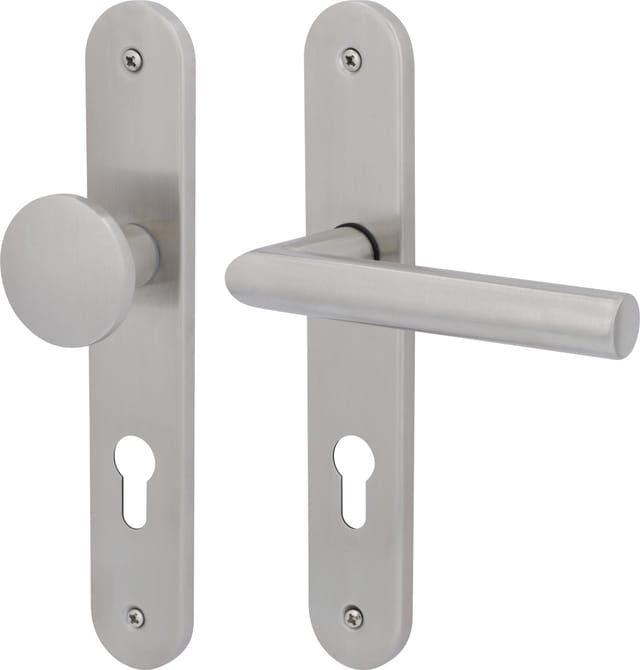 Südmetall Türgriff-Garnitur Langschild Martina PZ Edelstahl satiniert Drücker rechts silber 235 x 40 mm
