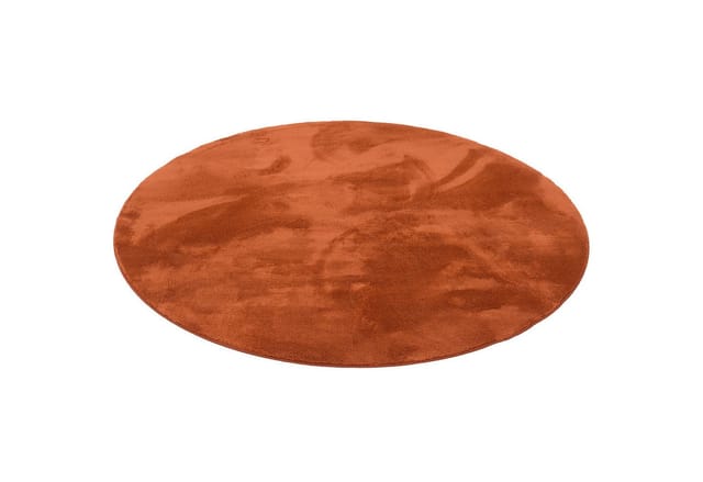 Pergamon Luxus Super Soft Fellteppich Pearl Rund Terrakotta 120x120cm