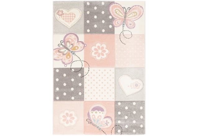 Pergamon Kinder Teppich Maui Kids Karo Herzen Rosa 120x170cm