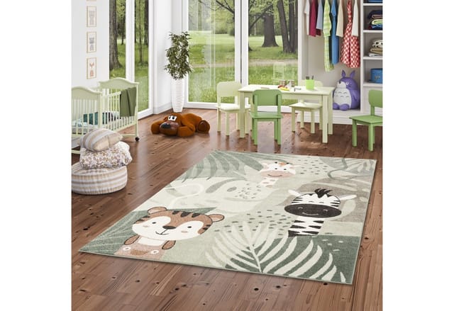 Pergamon Kinder Teppich Softstar Kids Safari Friends Grün 200x290cm