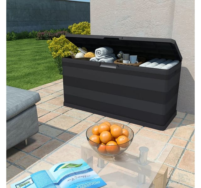 furnicato Gartenbox Schwarz 117×45×56 cm