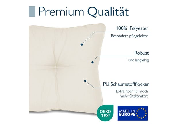 Beautissu Xluna Loungekissen Rücken 60x40x12cm Natur
