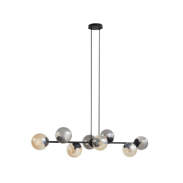 Lindby Pendelleuchte Isamer 10034204 Modern in Schwarz aus Metall 8-flammig E14 Wohnzimmerleuchte