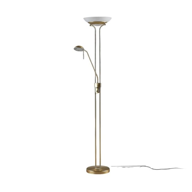 Lindby LED Stehlampe Yveta 9620911 Dimmbar Modern in Gold Messing aus Metall 2-flammig Wohnzimmerleuchte
