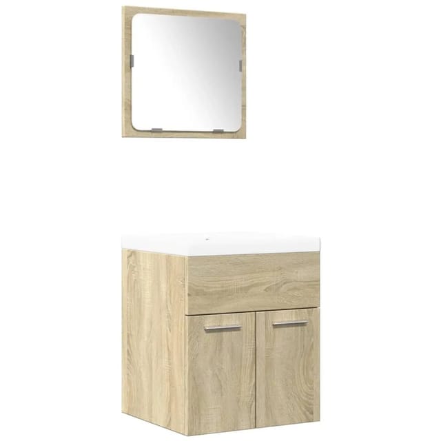 vidaXL 3-Tlg Badmöbel-Set Sonoma-Eiche Holzwerkstoff 3324986