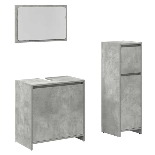 vidaXL 3-Tlg Badmöbel-Set Betongrau Holzwerkstoff 3324852