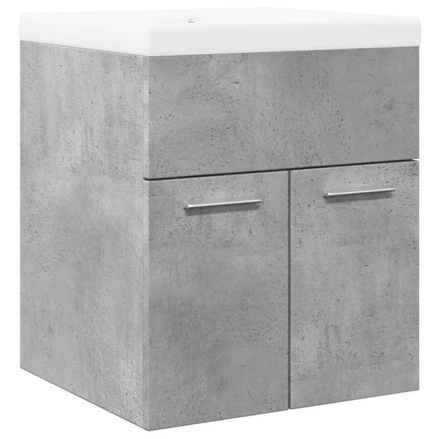vidaXL 2-Tlg Badmöbel-Set Betongrau Holzwerkstoff 3324857