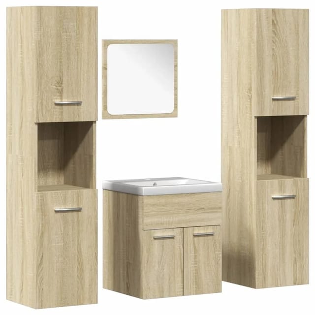 vidaXL 5-Tlg Badmöbel-Set Sonoma-Eiche Holzwerkstoff 3325010