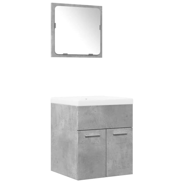 vidaXL 3-Tlg Badmöbel-Set Betongrau Holzwerkstoff 3324861