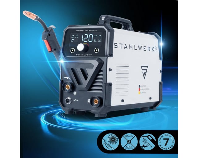 STAHLWERK Schweißgerät FLUX 120 ST Digital Fülldraht MMA ARC LIFT TIG Funktion