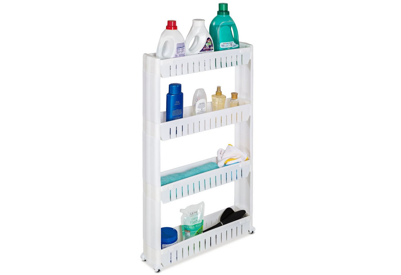 Tectake Nischenregal Joe 4 Ebenen Mit 4 Rollen 54 x 12 x 101 cm Weiß