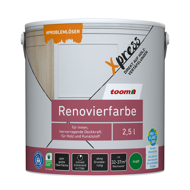 toom Renovierfarbe für Holzvertäfelungen weiß matt 2,5 l