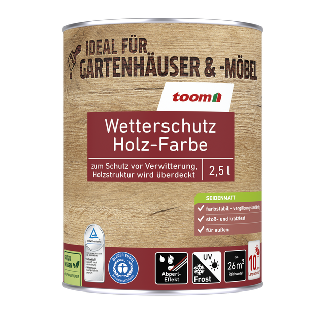 toom Wetterschutz-Holzfarbe lichtgrau 2,5 l