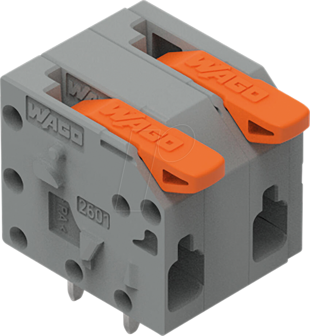 WAGO 2601-1302 - Leiterplattenklemme mit Hebel, 1,5 mm², RM 7,5 mm, 2-polig