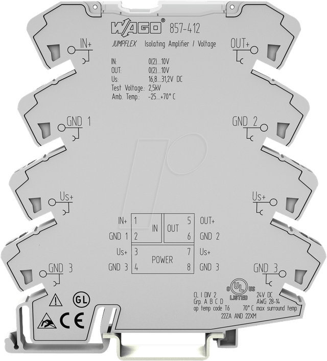 WAGO 857-412 - Trennverstärker, fest eingestellt f. Spannungssig.