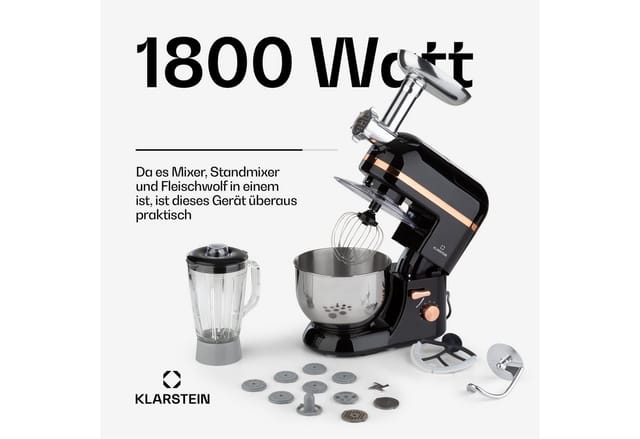 Lucia Elegance Küchenmaschine Mixer Fleischwolf 1800W BPA-frei