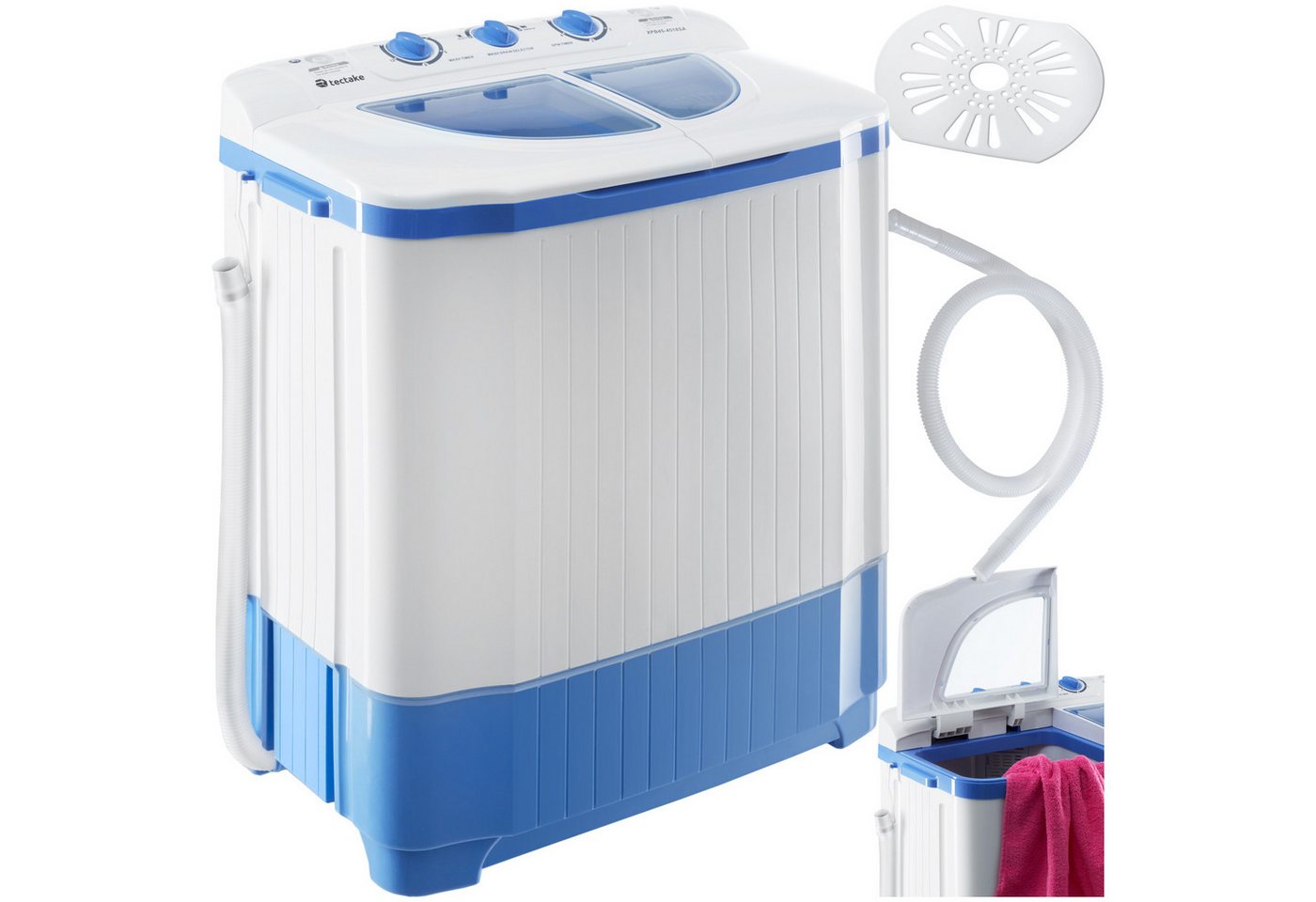 tectake® Mini-Waschmaschine, mit Schleuder, 2 Kammern, sparsamer Verbrauch, 65 x 40 x 75 cm Bild 3