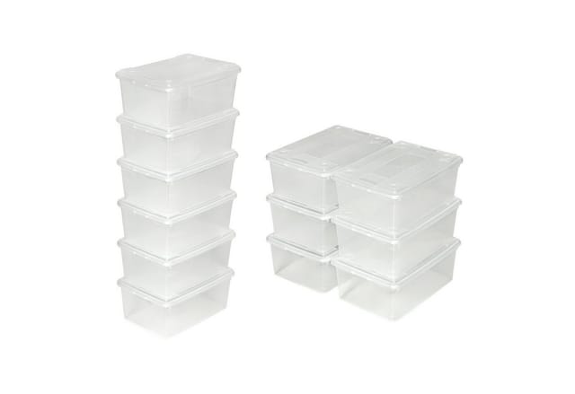 tectake® 24er-Set Schuhbox, mit Deckel, stapelbar, 33 x 23 x 12 cm