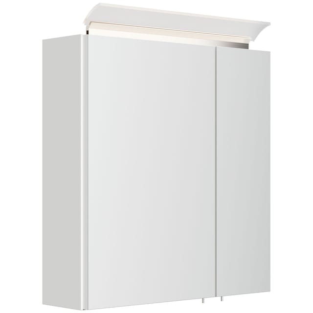 Spiegelschrank 60cm inkl. Design LED-Lampe und Glasböden weiss hochglanz