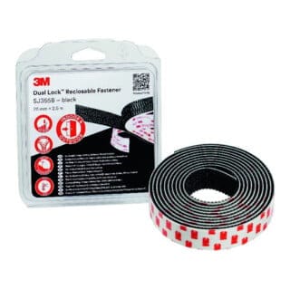 3M™ Dual Lock™ Flexibler Druckverschluss SJ3540, Schwarz, 25 mm x 2.5 m, 40 Köpfe/cm², IPC