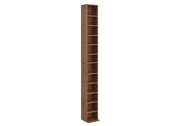 en.casa CD-Regal, »Tynset« 175x20x20 cm mit 12 Fächern Walnussoptik