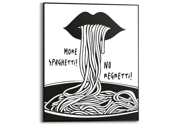 Reinders! Poster More Spaghetti, Küche - Schwarz-Weiß - MDF - Essen und Trinken - 40x50 cm